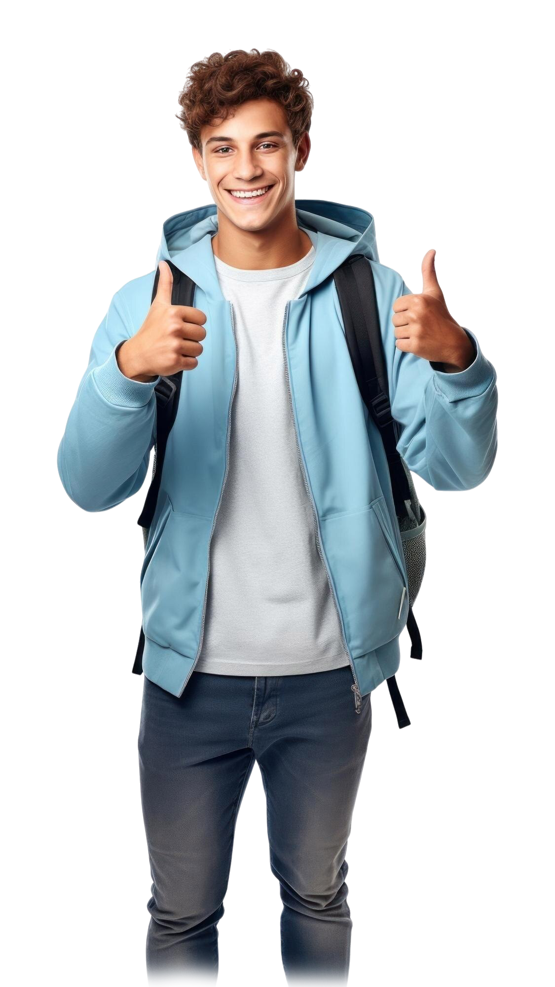 Student smiling with thumbs up
